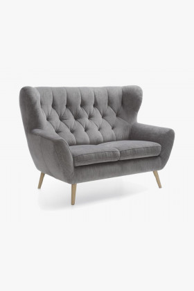 Bequeme 2-Sitzer Couch Stoff Aquaclean Beine Eiche